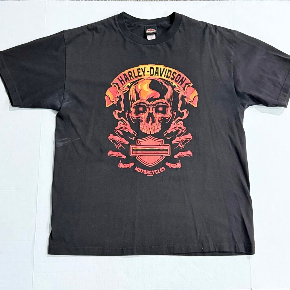 Harley-Davidson Flaming Skull San Diego Graphic T-Shirt Black XL Biker